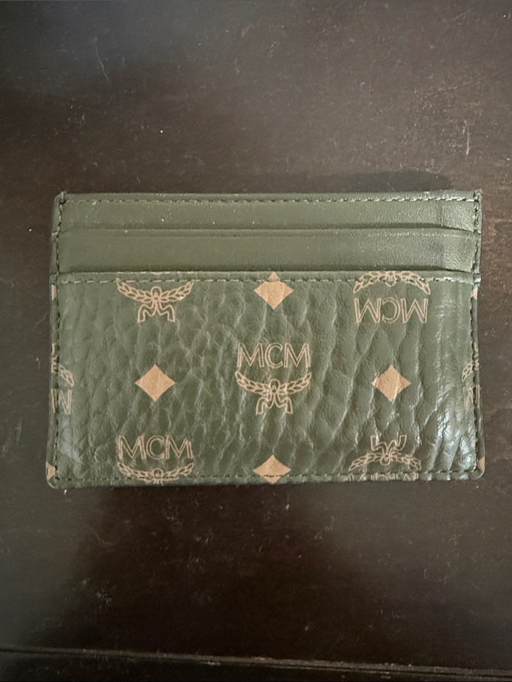 MCM Black and Brown Visetos Slim Card Case